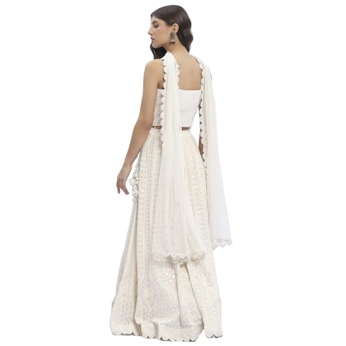 Biba Women Ivory Georgette Lehenga Set_38