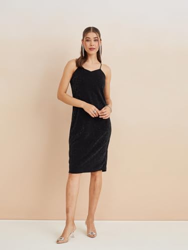 Latin Quarters Women's Black Sweatheart Neck Sleeveless Solid Party Bodycon Dress Shrug Set_XL