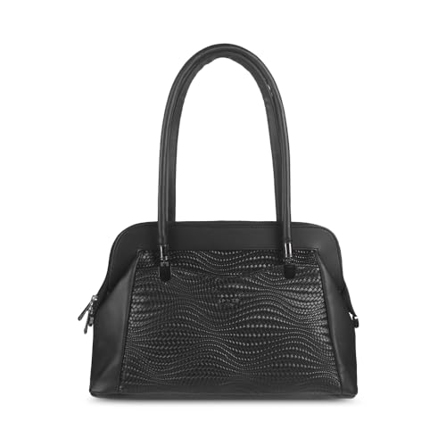 Mochi Women Black Faux Leather Shoulder Bag with Centre Divider (66-498)