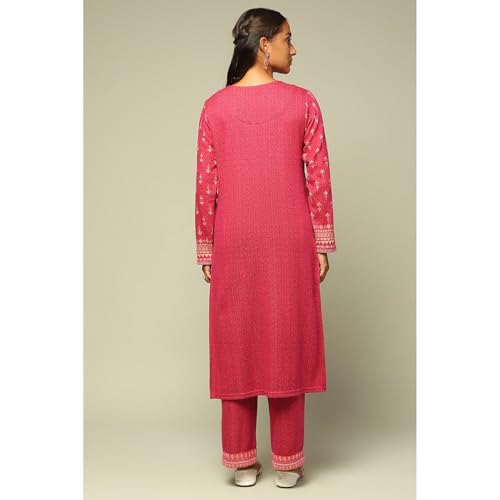 Rangriti Women's Acrylic Kurta Set (WNTRWR20200AW24PNK_Pink