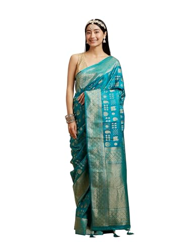 MOHEY Women's Art Silk Weave Saree(Rama Green)
