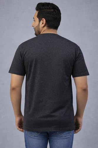 THE SOUTH STORE Men's Charcoal Melange Round Neck Half Sleeve Printed Plus Size T-Shirt | Hulk