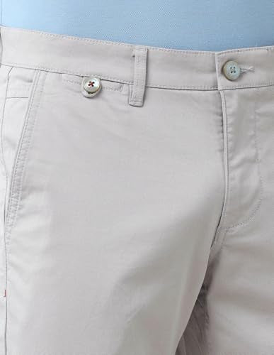 Arrow Sports Men's Grey Solid Mid Rise Cotton Button Slim Fit Flat Front Slant Pocket Trousers (ASAJTR2531_Grey_34)