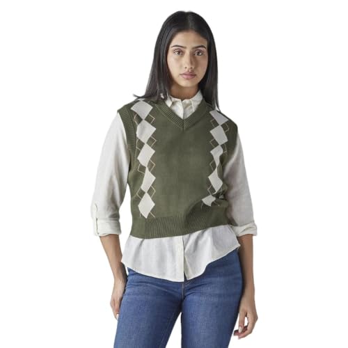 Levi's Women's Argyle Olive V Neck Sweater