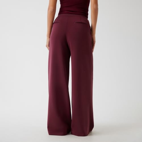 GUESS Women Solid Full Length Wide Leg Trousers Grape Violet