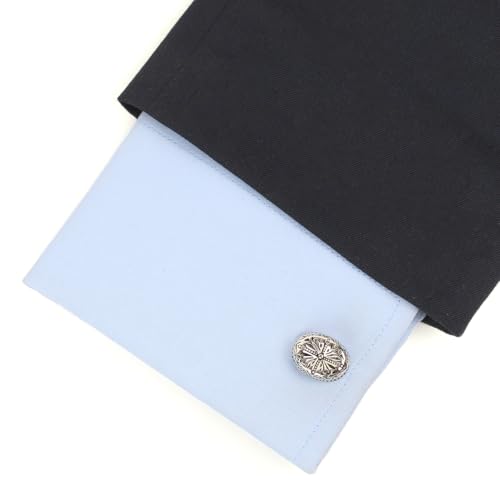 Peluche Contemporary Metal Art - (Oval) Cufflinks for Men