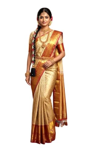 SREE KUMARAN Women's Kanchipuram Silk Pure Pattu Sarees With Blouse (VSK178-11)