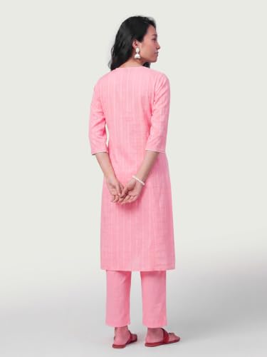 Max Women Embroidered A-line Kurta Set(Pink_S)