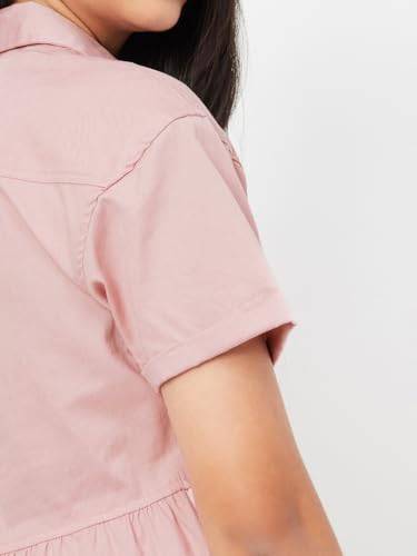 Max Girl's Cotton A-Line Midi Dress (S25EDR04_Pink