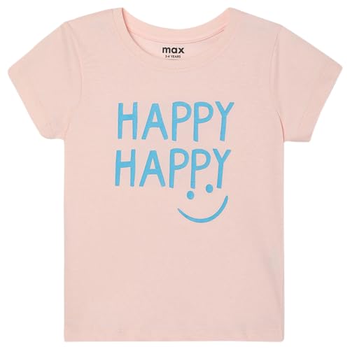 Max Girls Typographic Printed T-Shirt (S23CBT06ABABY Pink)_2-3Y
