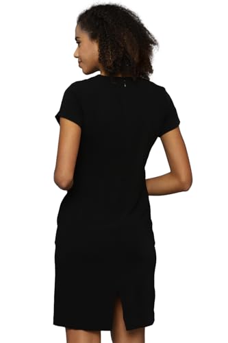 Allen Solly Women's Polyester Modern Mid-Thigh Length Dress (AHDRWRGFZ33516_Black