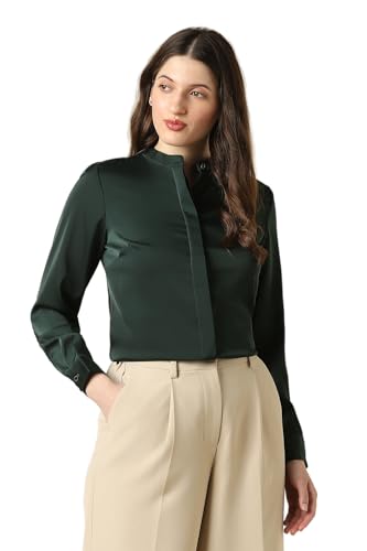 Women Green Solid Long Sleeves Shirt