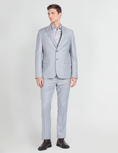Arrow Men's Polyester Double Breasted Business Suit Pants Set (ARAGSU5504_Light Grey