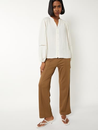 Max Women Textured Trousers (Brown_L)