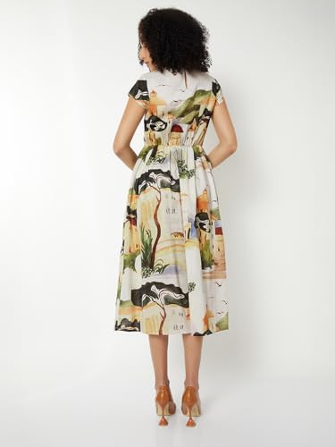 Max Kalki x Max Women Printed Midi Dress(White_XS)