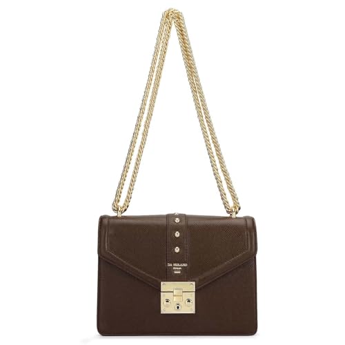 Da Milano Leather Shoulder Bag for Women - Brown (00349D-OL)