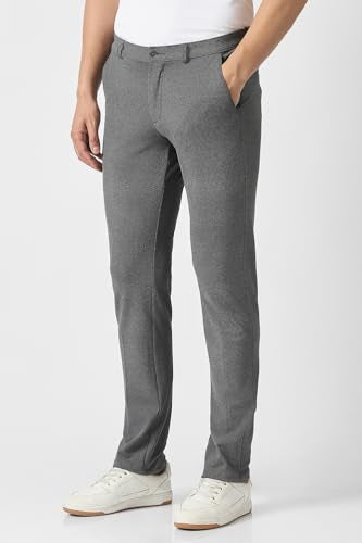 Men Grey Textured Trousers