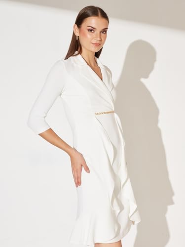Miss Chase Women's Double Breasted Knee Length Dress (MCAW25D85-59-114-03, Off White, S)