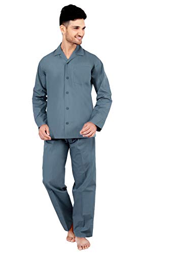 TATWAM Men's Cotton Plain/Solid Top and Pyjama Set Pack of 1 (NS2533F_4XL_D.GREY_Dark Grey_XXXX-Large)
