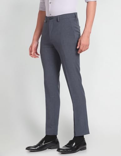 Arrow Mid Rise Flat Front Trousers Dark Grey