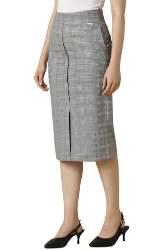 Allen Solly Women Grey Check Formal Skirt