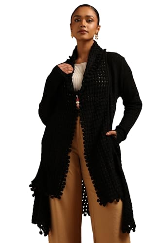 Soch Womens Black Acrylic Crochet Winter Shrug