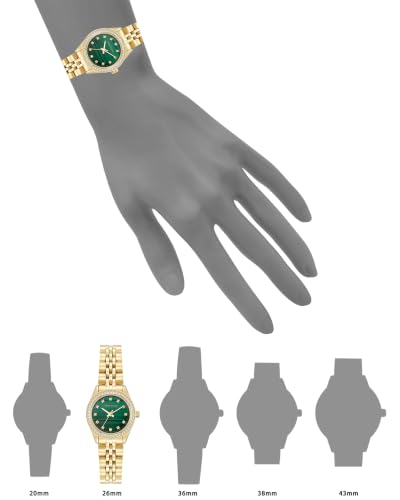 Anne Klein Women's Analog Watch with Green Malachite Dial, Gold-Tone | Crystal Bezel