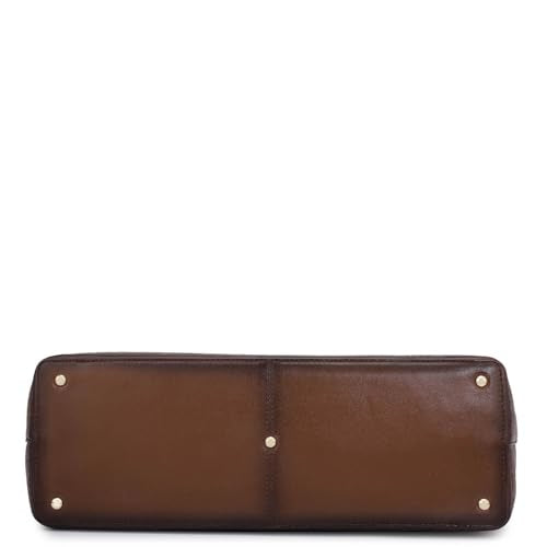 Da Milano Leather Tote Bag for Women - Brown