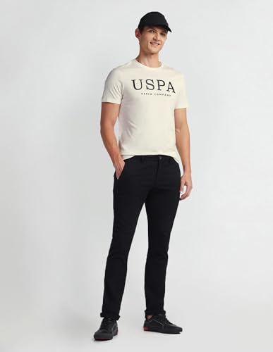 U.S. POLO ASSN. Mens Solid Half Sleeve Brand Carrier Round Neck T-Shirts (UDTSHS0899_Off White_L)
