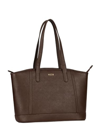 eske Yara Vegan Leather Tote Bag For Women (Brown Saffiano)