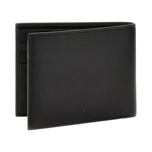 GUESS Black Solid Leather Firenze Flat Bi-Fold Wallet