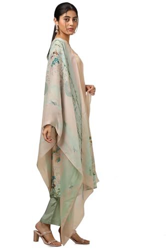 Soch Women Beige Crepe Ethnic Motifs Suit Set with Cutdana