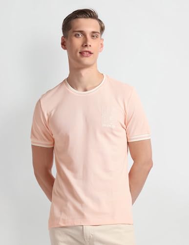 U.S. POLO ASSN. Mens Graphic Round Neck HS T-Shirts (UDTSHS0740_Pink_XL)