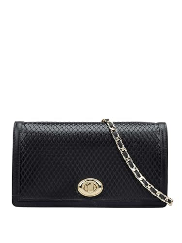 Da Milano Genuine Leather Black Womens Sling Wallet (10178A)