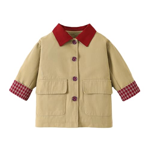 Hopscotch Girls Full Sleeves Beige Gingham Long Coat For Ages(7-8 Years)
