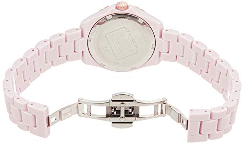 COACH Coach Watch Women's PRESTON Ceramic Quartz Watch Watch Brand, Pink, Bracelet Type