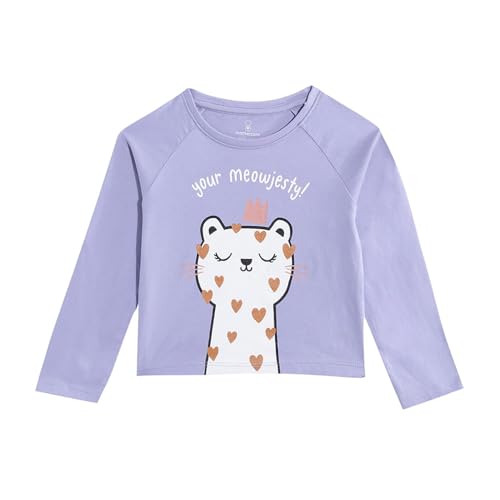Mothercare Girls Printed Full Sleeves T-Shirt - Lavender