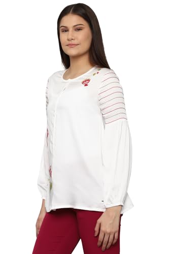 Allen Solly Women White Embroidered Long Sleeves Tunic