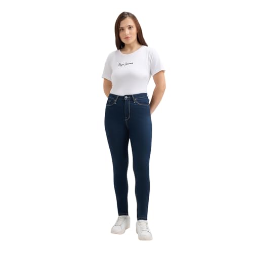 Pepe Jeans Women's Skinny Jeans (PL205145S648_Green Tinted Used