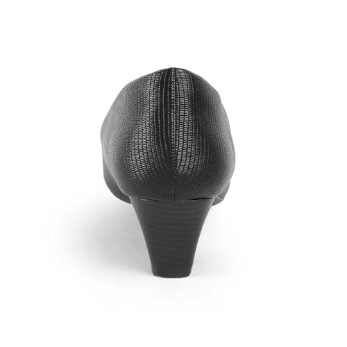 tresmode NOVA Women's Heels Pumps Sandals Pumps Leather Black, 7 UK / 40 EU - Round Toe Ladies Footwear Soft Comfortable Sandals