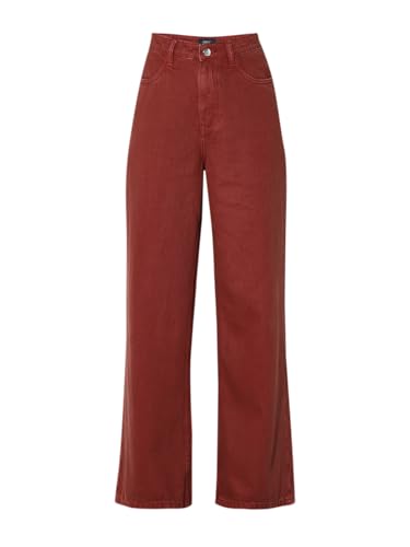 ONLY Women's Solid Wide Leg High-Rise Red Jeans