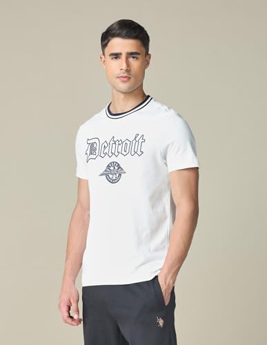 U.S. POLO ASSN. Denim Co. Men's Muscle Fit Typographic Printed T-Shirt (UDTSHOE0161_White_L)