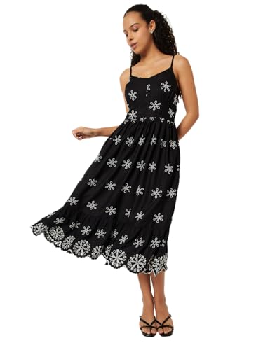 Max Women Embroidered Midi Dress (Black_XL)