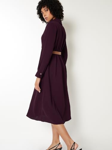 Max Women's Polyester A-Line Below The Knee Dress (DTI3808_Wine