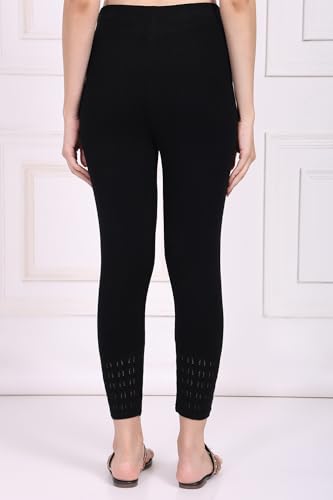 W for Woman Black Solid Acrylic Legging - (W62081-223871-XL)
