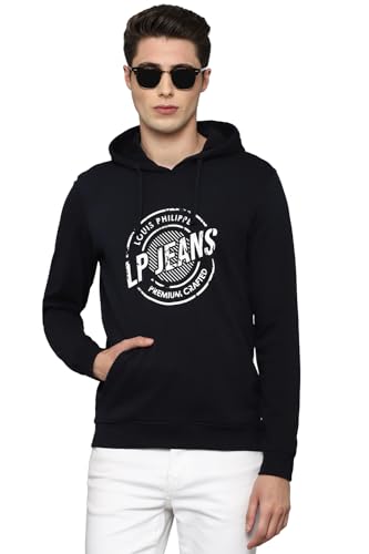 Louis Philippe Men Casual Navy Graphic Print Sweatshirt