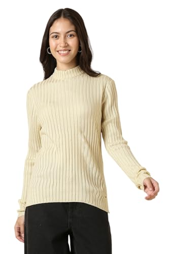 Allen Solly Womens Solid Sweater Beige