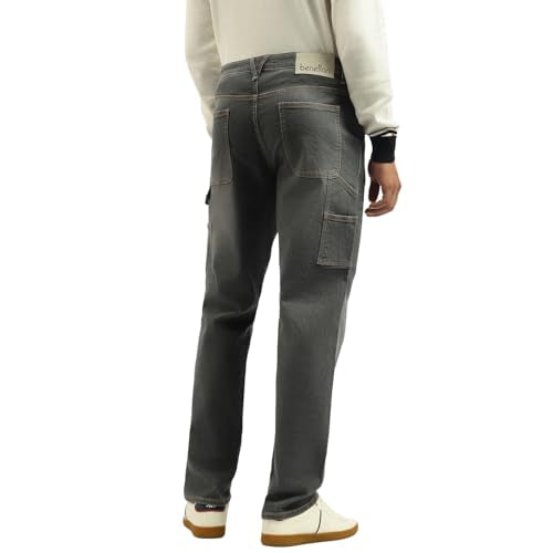 United Colors of Benetton Solid Carpenter Fit Jeans (Size: 30)-25A4MBOO5067I901 Grey