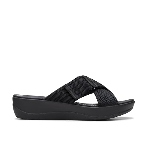 Clarks womens Arla WaveSlide Sandal, Black Textile, 5.5 UK