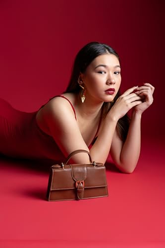 eske Eloise Genuine Leather Womens Satchel (Dark Tan)